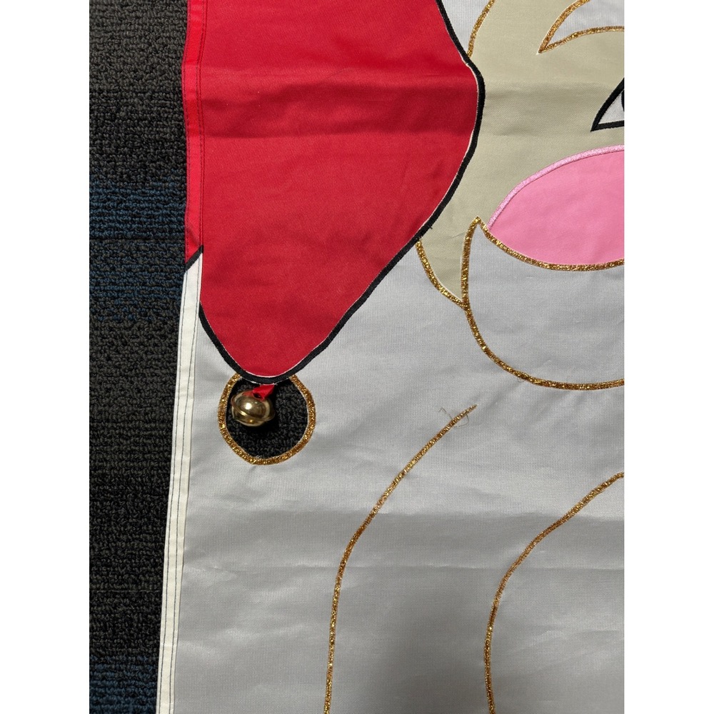 Santa Claus Garden Flag Santa Claus 43x27 Vtg 90s Jingle Bell NWT Christmas - Picture 3 of 4